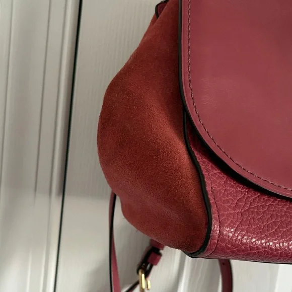 Coach Pink Rouge Faye Crossbody Bag with Top Handle Mixed Material Suede Leather - Picture 4 of 14